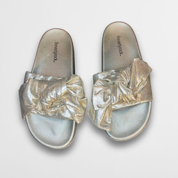 Beverly Rock Womens Metallic Silver Twist Slide Sandals Size 7.5 Stylish - Picture 2 of 6